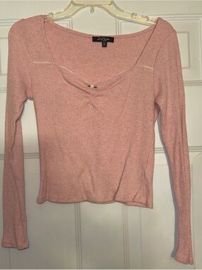 Mixed Threads Pink Rose Ribbed Long Sleeve Knit Top